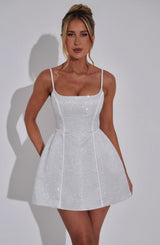 Fioreclo Emmeline Mini Dress in Ivory