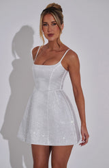 Fioreclo Emmeline Mini Dress in Ivory