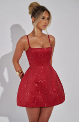 Fioreclo Emmeline Mini Dress in Red
