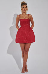Fioreclo Emmeline Mini Dress in Red