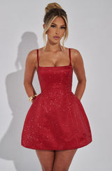 Fioreclo Emmeline Mini Dress in Red