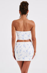 Fioreclo Esmirelle Mini Skirt in Blue Ditsy Print
