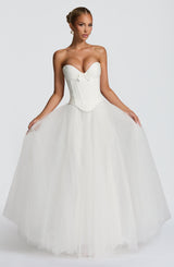 Fioreclo Ethelia Maxi Skirt in Ivory