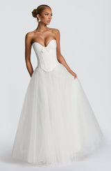 Fioreclo Ethelia Maxi Skirt in Ivory