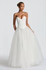 Fioreclo Ethelia Maxi Skirt in Ivory