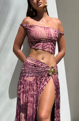 Fioreclo Evana Top in Magenta Orchid Print