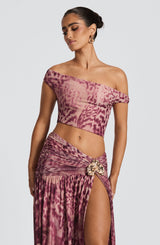 Fioreclo Evana Top in Magenta Orchid Print