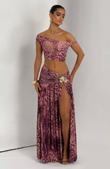 Fioreclo Evana Top in Magenta Orchid Print