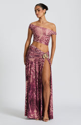 Fioreclo Evana Top in Magenta Orchid Print