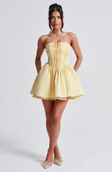 Fioreclo Evienne Mini Dress in Lemon