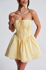 Fioreclo Evienne Mini Dress in Lemon