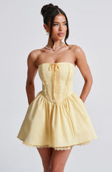 Fioreclo Evienne Mini Dress in Lemon