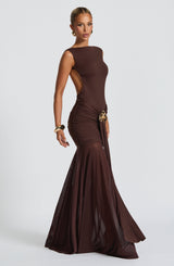 Fioreclo Faelyn Maxi Skirt in Plum Brown