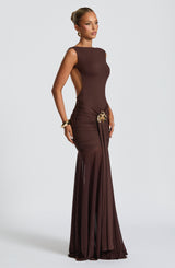 Fioreclo Faelyn Maxi Skirt in Plum Brown