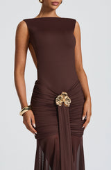 Fioreclo Faelyn Maxi Skirt in Plum Brown