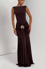 Fioreclo Faelyn Maxi Skirt in Plum Brown