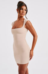 Fioreclo Farida Mini Dress in Nude