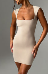 Fioreclo Farida Mini Dress in Nude