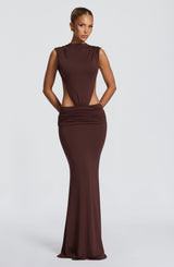 Fioreclo Fenwyn Maxi Dress in Plum Brown