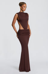 Fioreclo Fenwyn Maxi Dress in Plum Brown