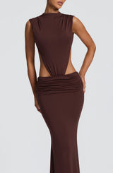 Fioreclo Fenwyn Maxi Dress in Plum Brown