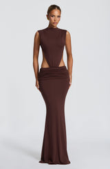 Fioreclo Fenwyn Maxi Dress in Plum Brown