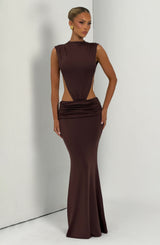 Fioreclo Fenwyn Maxi Dress in Plum Brown