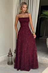 Fioreclo Francine Maxi Dress in Cherry Lacquer