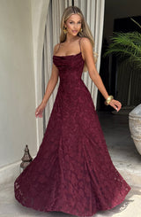 Fioreclo Francine Maxi Dress in Cherry Lacquer