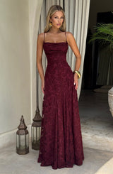 Fioreclo Francine Maxi Dress in Cherry Lacquer