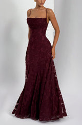Fioreclo Francine Maxi Dress in Cherry Lacquer