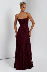 Fioreclo Francine Maxi Dress in Cherry Lacquer