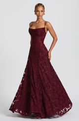 Fioreclo Francine Maxi Dress in Cherry Lacquer