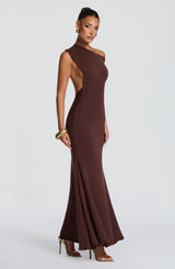 Fioreclo Fyora Maxi Dress in Plum Brown