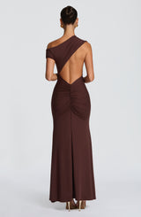 Fioreclo Fyora Maxi Dress in Plum Brown