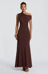 Fioreclo Fyora Maxi Dress in Plum Brown