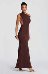 Fioreclo Fyora Maxi Dress in Plum Brown