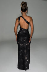Fioreclo Genevra Maxi Dress in Black Sparkle