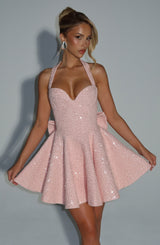 Fioreclo Georgetta Mini Dress in Blush