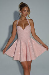 Fioreclo Georgetta Mini Dress in Blush