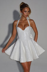 Fioreclo Georgetta Mini Dress in Ivory