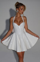 Fioreclo Georgetta Mini Dress in Ivory
