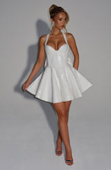 Fioreclo Georgetta Mini Dress in Ivory