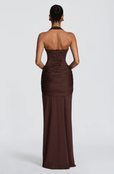 Fioreclo Giana Maxi Dress in Plum Brown