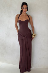 Fioreclo Giana Maxi Dress in Plum Brown