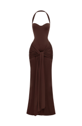 Fioreclo Giana Maxi Dress in Plum Brown