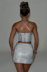 Fioreclo Glacielle Mini Skirt in Silver Sparkle