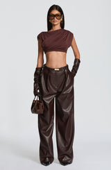 Fioreclo Glenna Pants in Plum Brown