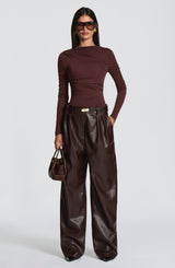 Fioreclo Glenna Pants in Plum Brown