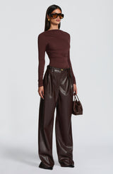 Fioreclo Glenna Pants in Plum Brown